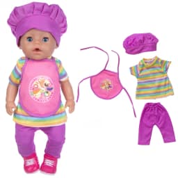 38cm doll clothes for 43cm Bebe doll boy clothes pants blue elephant set for 17" doll fur pajama