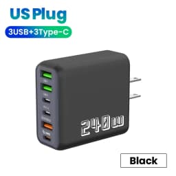 240W 6 Port USB C PD Charger Super Fast Charging PD3.0 USB C Type C Mobile Phone Charger For iPhone 17 16 pro Samsung Xiaomi