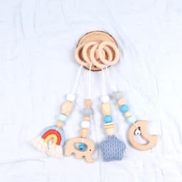 4 Pcs Beech Wood Baby Play Gym Frame Newborn Activity Fitness Rack Hanging Pendants Toys Crochet Rattle Teether Kids Room Decor