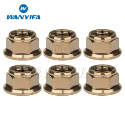 Wanyifa Titanium Nut M6/M8/M10/M12 Flange Lock Nuts for Cycling Modification 6pcs