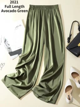 High Waist Silk Drape Straight Leg Pants Women's Casual Trousers Elegant Draped Straight Pants High Waist Silk Pants