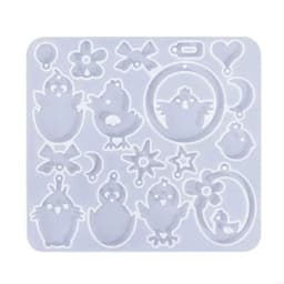 Rabbit Silicone Mold DIY Crystal Earrings Pendant Charm Mould UV Epoxy Resin Molds Keychain Jewelry Making Tool