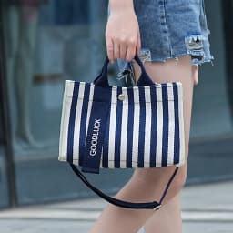 New Sle Casual Canvas Tote Bag Waterproof Commuter Crossbody Bag Faionable Striped Large Capaci Handbag for Youth