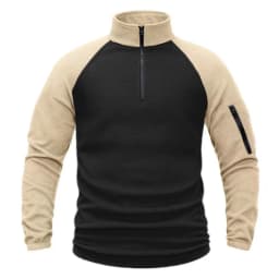 Men's Polar Fleece Quarter Pullover Sweatshirt Long Sleeve Military Jackets Hiking Camping Fishing Climbing Tactical Clothing