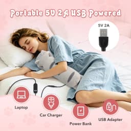 Heating Pad Cute Cat USB Heated Plush Pillow 5 Heat Settings Soft Stuffed Animal Warm Cushion for Belly Neck Back Office Desk
