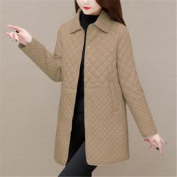 Medium to Long Lightweight Cotton Jacket for Women Autumn Winter Middle-aged Elderly Cotton Jacket for Women Small Cotton Jacket