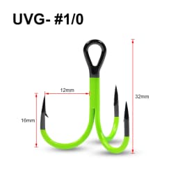 Spinpoler Flame Treble Hook UV Orange/Green Coated Point Treble Hooks 2X Strong Black Nickel Soft Lure Swimbait Pesca Tackle