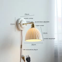 IWHD White Ceramic LED Wall Light Fixtures Copper Arm Socket Bedroom Living Room Beside Lamp Modern Wandlamp Applique Murale