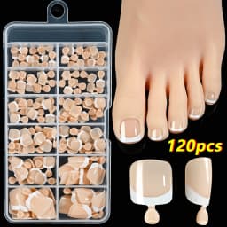 100Pcs White Short Square Flase Toenails Summer Press On Toes Full Cover Tips Pure Color Acrylic Artificial Wearable Toenails*8K