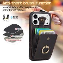 RFID Blocking Crossbody Wallet Card Holder Ring Phone Case for iPhone 17 Air 16E 15 14 Plus 13 12 Mini 11 Pro XS Max XR XS X 7 8