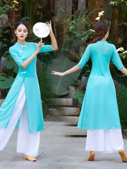 Red National Dance Costume Mesh Outfit Performance Practice Uniform White Net Shirt Square Dancing Traditional Costume Women