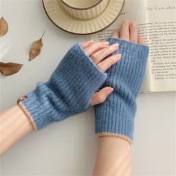 Korean Solid Color Half Finger Gloves Unisex Winter Knitted Gloves Women's Faux Cashmere Warm Gloves Hand Wrist Warmer Mittens