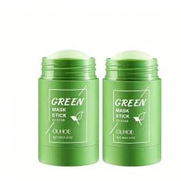 2PCS Green Tea Cleansing Mask Stick,10 Minute Instant Skin Renewal,100% Plant‑Derived&Kaolin+Bentonite for Deep Absorption&Tea Extract:Oil‑Control,Antioxidant & Balancing,Mica for Brightening & Soft Skin,Portable Twist Up Stick Design