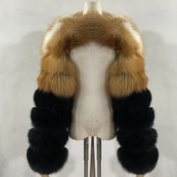 BEIZIRU Women's Real Fur Coat Silver Fox Red Fox Two Sleeve 60CM Length Naked Fashion