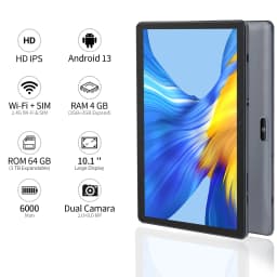 PRITOM 10.1 Inch Tablet PC Android 13 4GB (2+2 VIRTUAL) 64 GB Quad Core Bluetooth WiFi with 3G SIM Card Slot