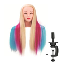 Synthetic Long Hair Training Head For Braid Hairdressing With Clamp Wig Stand Doll Head For Hairstyles Mannequin Head