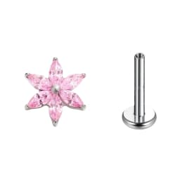F136 Titanium Six-Petaled Flower Lip Piercing 16G Zirconia Labret Tragus Helix Cartilage Nose Jewelry Earrings
