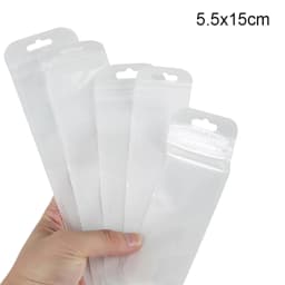 30pcs Long Thin Ziplock Bags Self Sealing Pouch With Hole Plastic Sachet Zip Zipper Lock Bags Necklace Display Jewelry Packaging