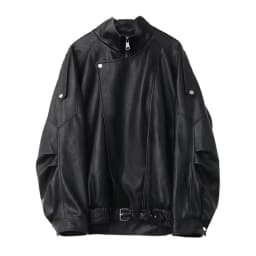 Mauroicardi Spring Autumn Retro Black Oversized Pu Leather Motorcycle Jacket Women Belt Zipper Luxury European Fashion 2025