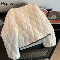 Neploe 2026 New Korea Turn-down Collar England Parkas Panelled Plaid Small Fragrance Coat Women All-match Literary Exquisite Top