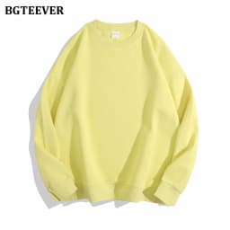 BGTEEVER Casual O-neck Loose Women Pullovers Spring Autumn Long Sleeve Basic Cotton Sweatshirts for Women