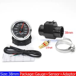 7 Color LED 2" 52mm Water Temperature Gauge with Sensor 1/8 NPT 40-140 Celsius Water Gauge+Water Temp Joint Pipe Sensor 26-40mm