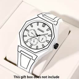 Elegant Men Quartz Watch - Silicone Strap, Analog Display, Christmas and Halloween Gift, Creative Wristwatch, Men Gift