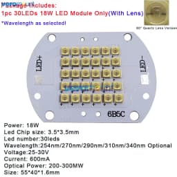 High Power 6W 12W 15W 18W 22W Deep UVC UVB 254nm 270nm 290nm 310nm 340nm 10/20/25/30/36 Integrated LED Module for Sterilization