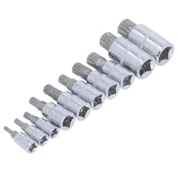 10 Pcs Triple Square Spline Bit Socket Set M4 To M18 1/4in 3/8in 1/2in Drive CR V Steel Bit Socket Set with Storage Box