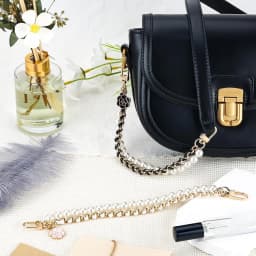 Pearl Bag Extender Chain Wallet Double Chain, Metal Purse Extender Strap PU Leather Handle Replacement for Handbags Purse