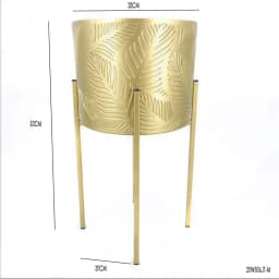Modern Gold Iron Plant Rack Three-Piece Green Potted Flower Bucket Set Concave Pattern Design Round Flower Pot Holder