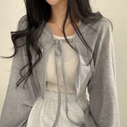 White Knitted Cardigan for Women Summer Thin Sunscreen Lace-Up Knitwear Tops Female Fashion Korean Lantern Sleeve Short Coat