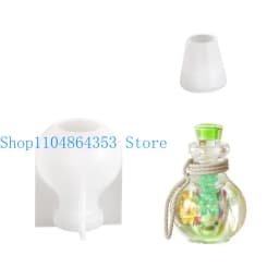 Epoxy Resin Drift Bottle Mold Heart Shaped Wishing Bottle Pendant Mold Night Light Keychain Jewelry Making Silicone Mold