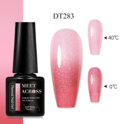MEET ACROSS 7ml Glitter Sequins Thermal Gel Nail Polish 3 Layers Temperature Color Changing Semi Permanent UV Gel Varnish Nails