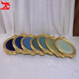 Vintage Photo Frame Shaped Jewelry Display Tray with Gold Border 38*25Cm Large Size Colored Velvet Ring Earring Storage Props