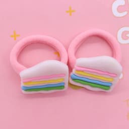 2Pcs/Set Sweet Cake Ice Cream Shape Hair Accessories Colorful Nylon Headband Kids Ponytail Holder Scrunchie Ornaments Gift