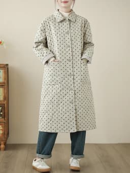 Authentic 2025 Autumn Winter Long Women's Cotton Padded Coat Polka Dot Diamond Stitch Thickened Jacket Comfortable Fit  C...