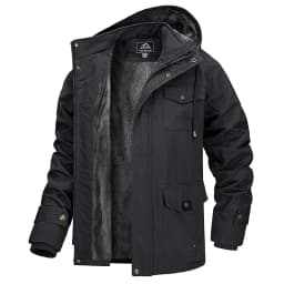 MAGCOMSEN Winter Jacket Men's Cotton Cargo Jacket Fleece Lined Thicken Work Coat Warm Parka Coat Detachable Hood Snow Ski Jacket