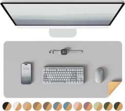 Double-Sided Desk Pad, Leather Desk Mat, Eco Cork Desk Pad Protector,Large Mouse Pad,Waterproof Desk Blotter for Office/Home