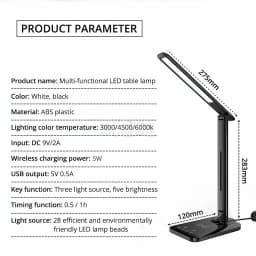 Bedside Lamp Three Speed Color Temperature Brightness USB LED Wireless Charging Folding Student Learning Eye Protection Lights