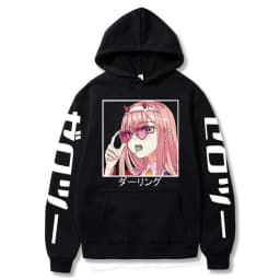 Harajuku Anime Darling In The Franxx Zero Two Graphic Print Hooded Men Women Hoodies Casual Sweatshirt Female Trendy Pullover