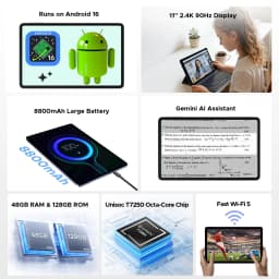 DOOGEE AORLYM P11 Pro Tablet 48GB+128GB Gemini AI 11" 2.4K Display 8800mAh Battery 13M+5MP UNISOC T7250 Widevine L1 Android 16 Smart Pad