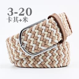 3.3x107cm Solid Color Elastic Braided Belt Casual Men's Women's Belt Stretch Canvas Pin Buckle Waistband