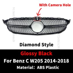 GT Diamond Front Bumper Grille For Mercedes W205 Grill C205 S205 Benz C 2014-2021 C200 C260 C180 C250 C300 Coupe AMG Tuning