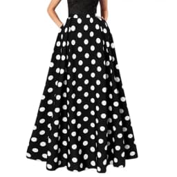 Dot Print Retro A-line Big Hem Skirt Women Maxi Skirt High Waist Side Pockets Loose Full Length Lady Prom Party Long Skirt