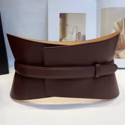Minimalist Style Leather Belt with Hook & Loop Fastening, Wide Genuine Leather Women's Belt, Black Texture Wide Waistband