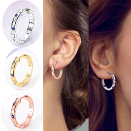 925 Sterling Silver Gold Color Circular Hoop Earrings Golden Earring Fit Original Charms Diy Fine Jewelry For Fashion Women