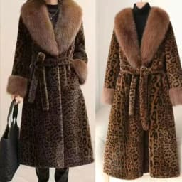 Women's Coat 2025 Winter New Loose Leopard Print Coat Long Integrated Temperament Coat Fashionable fur fur Collar for Ladies WLF