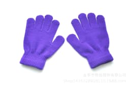 Winter 4-11 Year Old Children's Writing Cold-proof Warm Gloves Solid Color Knitted Wool Acrylic Full-finger Split-finger Gloves