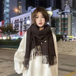 Tassel Plaid Wool Scarf Cashmere Shawl Solid Color Long Shawl Korean Style Scarves Wool Scarves Winter Cashmere Scarves Student